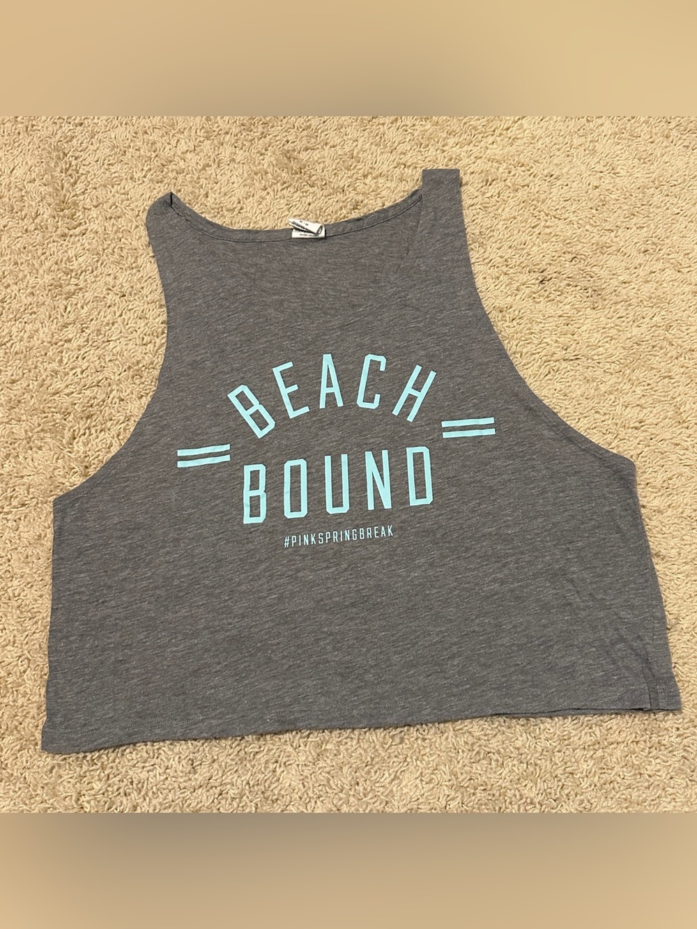 PINK Victoria’s secret women’s M Beach Bound cropped gray muscle tank top